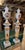 Antique-Style Porcelain Urn Set on Pedestals Hand-Painted and Gilded For Sale - Image 4 of 4