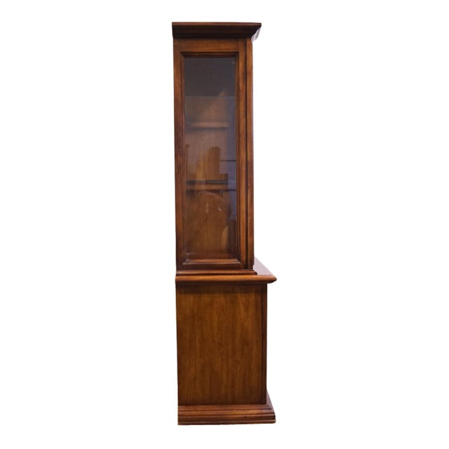 Stanley Furniture Solid Walnut Italian Provincial 66" Buffet W. Lighted Display China Cabinet W. Grilled Doors 8311-04 For Sale - Image 12 of 15