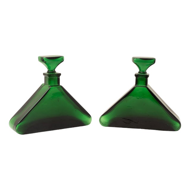 Heavy Glass Furnishing Bottles, 1970s, Set of 2 For Sale