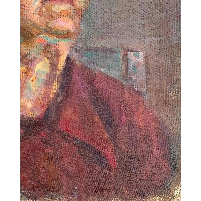 Portrait Woman Large Portrait Oil Painting Original Socialist Realism Ukrainian Artist Sokolovsky G. 33-26 1960s For Sale - Image 6 of 6