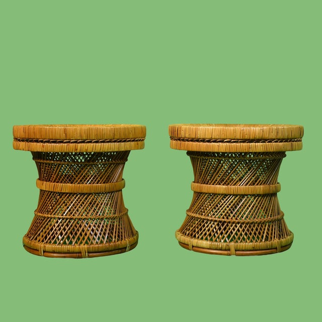 Late 20th Century Late 20th Century Pair of Buri Rattan Cocktail Tables For Sale - Image 5 of 5
