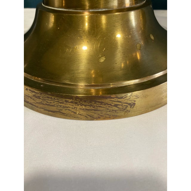Mid 20th Century Mid-Century 2-Foot Tall Large Brass Candlesticks- a Pair For Sale - Image 5 of 9