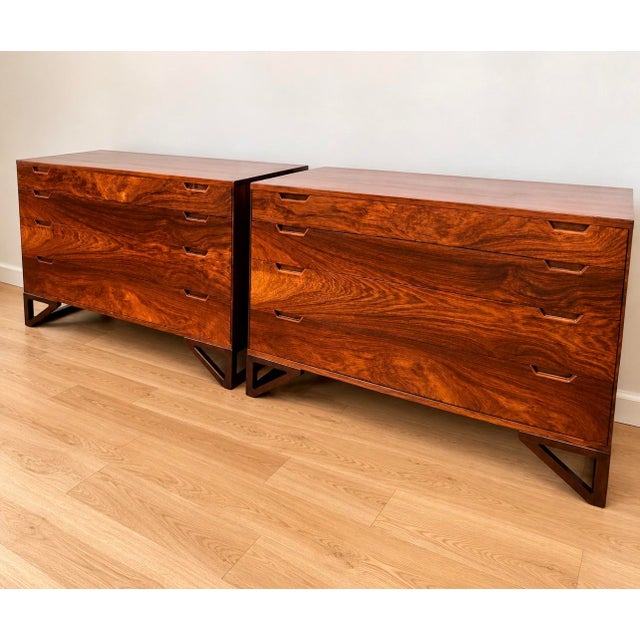 Wood 1960s Pair of Svend Langkilde Danish Rosewood Chest of Drawers For Sale - Image 7 of 9
