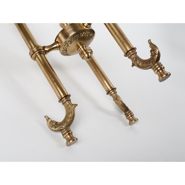 Vintage Cast Brass Vanity Stool – Neoclassical Style With Faux Leather Seat For Sale - Image 9 of 9