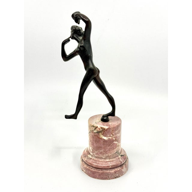 Early 20th Century Grand Tour Neoclassical Minauture Bronze Mounted on Beautiful Rouge Marble Base For Sale In Palm Springs - Image 6 of 13