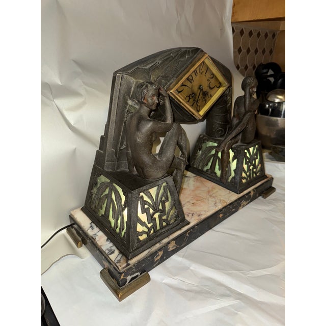 Limousin Jacques Limousin, 1920s French Art Deco Portico Clock With Light Up Base For Sale - Image 4 of 12