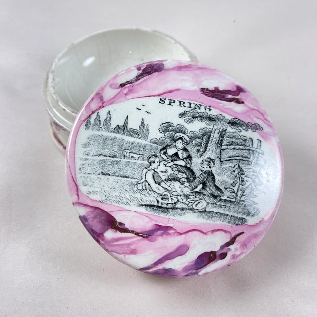 English English Sunderland Pottery Pink Lustre Vanity Pot, Spring For Sale - Image 3 of 9