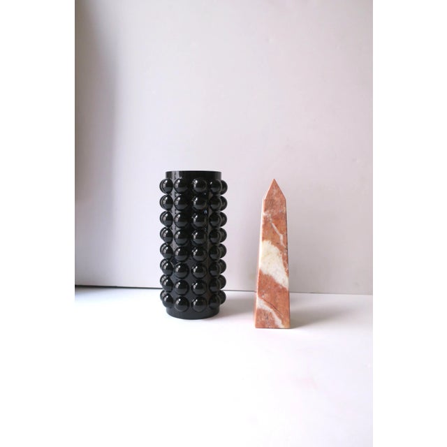 Early 21st Century Black Glass Vase With Ball Sphere Design in the Modern Deco Style For Sale - Image 5 of 7