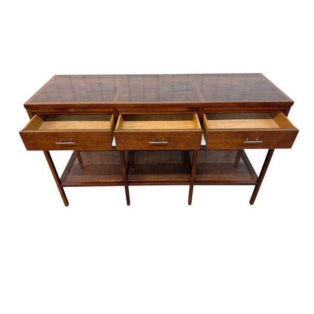 Wood Mid-Century Modern Lane Delineator Paul McCobb Walnut & Rosewood Console Table For Sale - Image 7 of 11