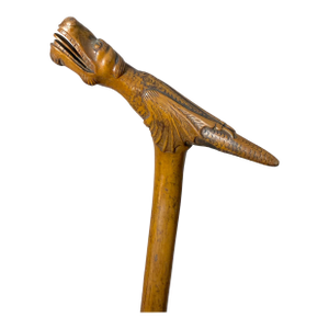 Antique 19th Century Hand Carved Folk Art Dragon Walking Stick Cane Sculpture