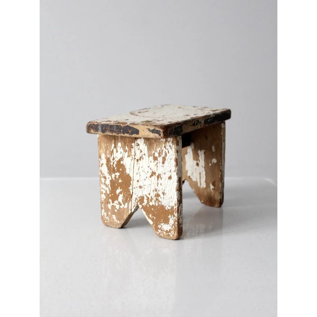 Farmhouse Antique Wooden Milk Stool For Sale - Image 3 of 7
