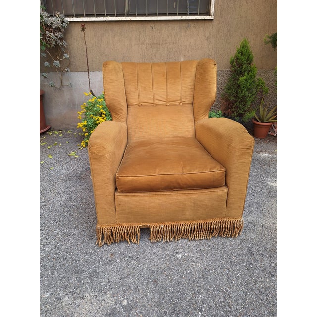 Bergère Armchair in Beige attributed to Paolo Buffa, 1940s For Sale - Image 13 of 13