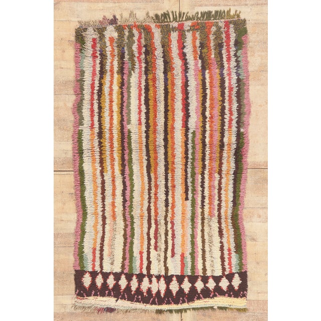 Vintage Azilal Boucherouite Moroccan Rug, 04'00 X 06'05 For Sale - Image 10 of 10