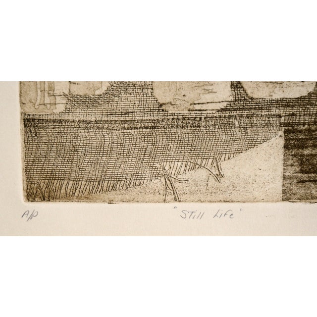 "Still Life" - Etching in Ink on Paper (Artist's Proof) by Doris Warner For Sale In Monterey, CA - Image 6 of 6