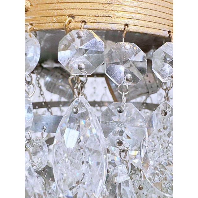 Vintage Brass Crystal Waterfall Chandelier With Cascading Faceted Drops For Sale - Image 10 of 11