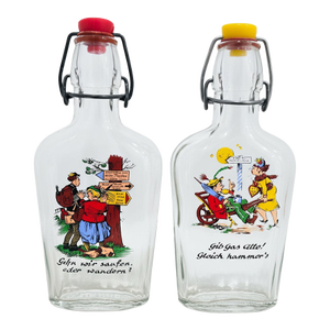 Vintage German Cartoon Swing‑Top Liquor Bottles – Pair