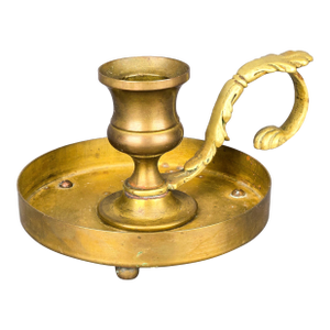Antique Art Nouveau Brass Chamber Candlestick Holder