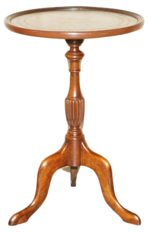 Vintage Hardwood Heritage Green Leather Wine Table, 1930s