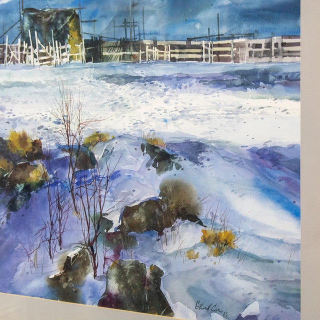 1985 Watercolor Winter Farm Landscape Signed by G. Russell Case Framed For Sale - Image 12 of 17
