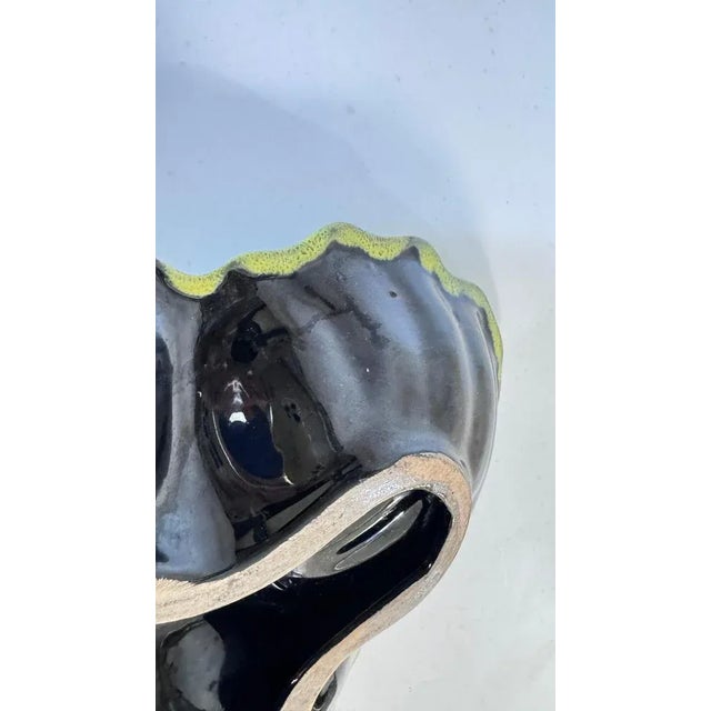 Ceramic Yellow and Black Ceramic Catchall with 3 Compartments from Vallauris, 1970s For Sale - Image 7 of 17