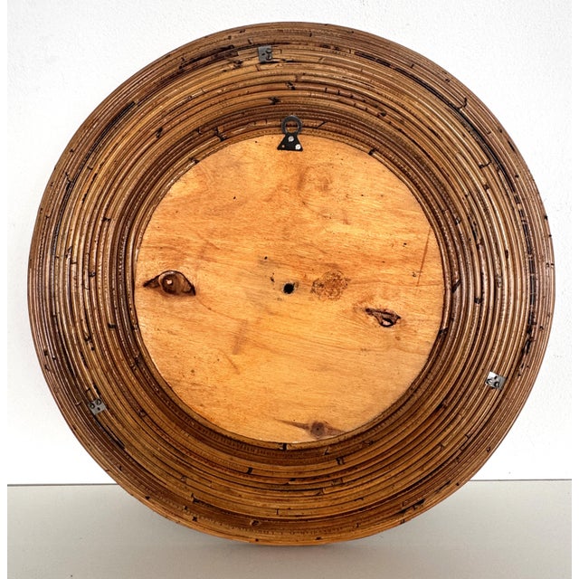 Mid-Century Italian Circular Rattan Wall Mirror in the style of Vivai Del Sud, 1960s For Sale - Image 15 of 16