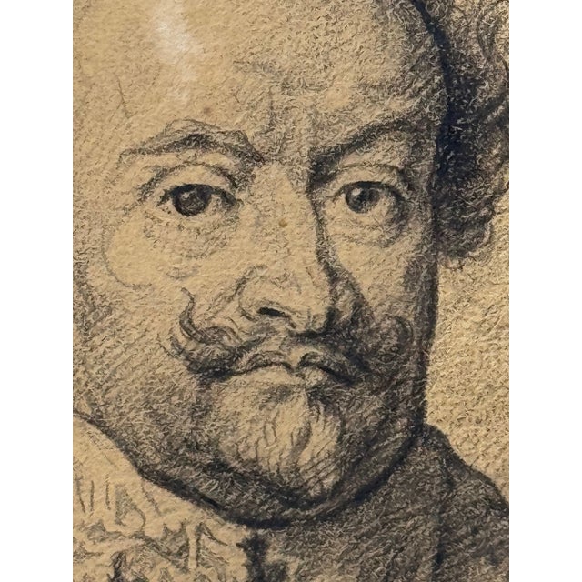 Old Master Portrait in Graphite: John Viii, Count of Nassau, Lord of Cattenell and Beilstein, in Armor — After Van Dyck C1800s For Sale - Image 4 of 18