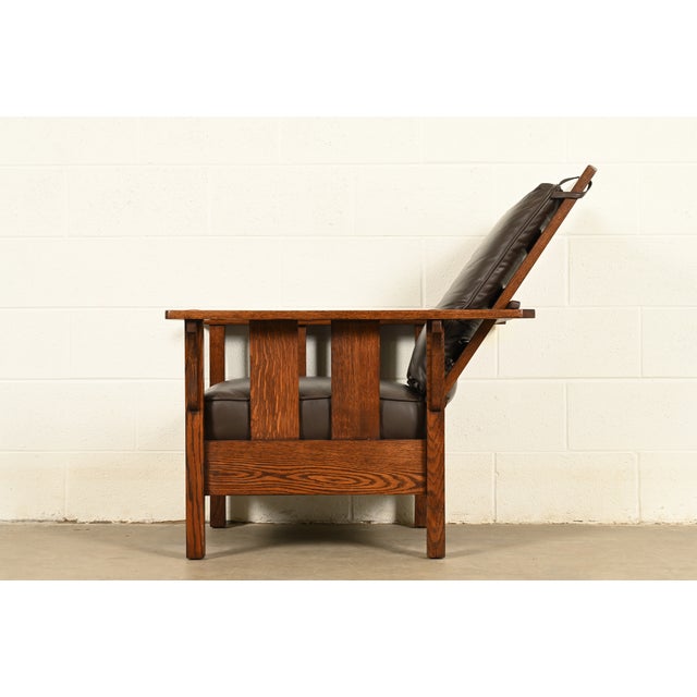 Lifetime Furniture Antique Mission Oak Arts & Crafts Reclining Morris Lounge Chair, Circa 1910 For Sale - Image 12 of 15