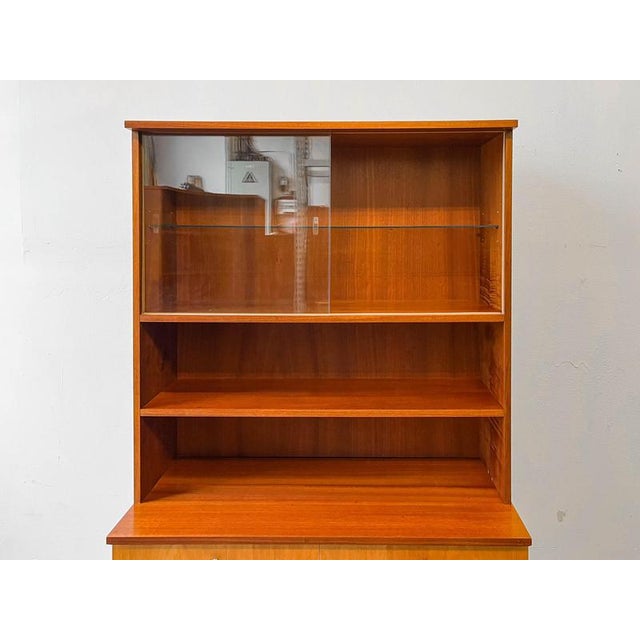 Cherry Bookcase with Display Case, 1960s For Sale - Image 9 of 18