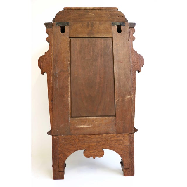 Arts & Crafts Hand-Carved Oak Wall Cabinet with Brass Details, 1900s For Sale - Image 18 of 18