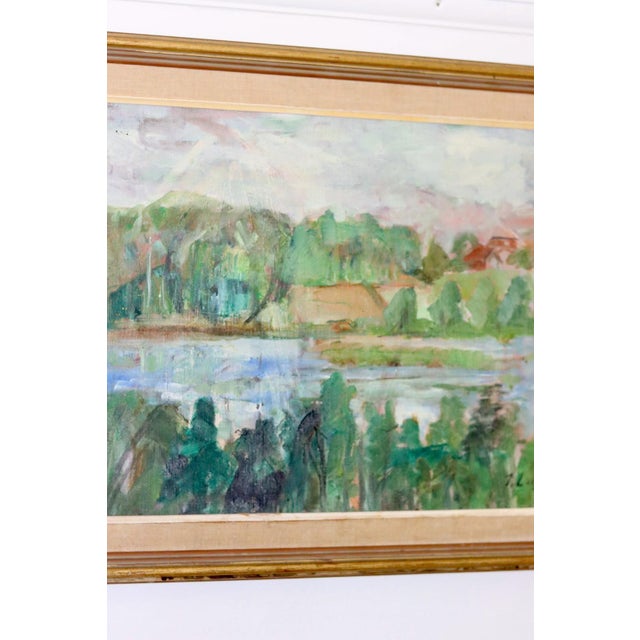 Jerzy Luczak-Szewczyk, Lake, 1950s, Oil on Canvas, Framed For Sale - Image 8 of 10