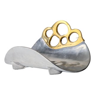 Vintage Log Rack in Aluminum and Brass by David Marshall, Spain, 1980s For Sale