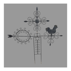 Mid 20th Century Primitive Country Folk Art Twisted Metal Directional Weathervane with Figural Chicken
