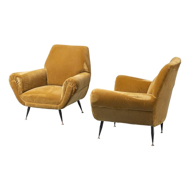 Velvet Armchairs by Gigi Radice, 1950s, Set of 2 For Sale