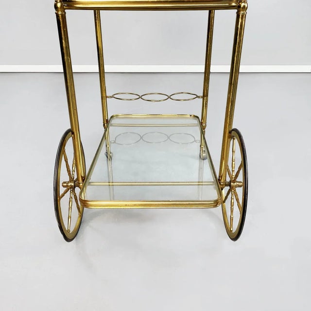 Mid-Century Italian Modern Bar Cart in Brass & Glass, 1950s For Sale - Image 6 of 18
