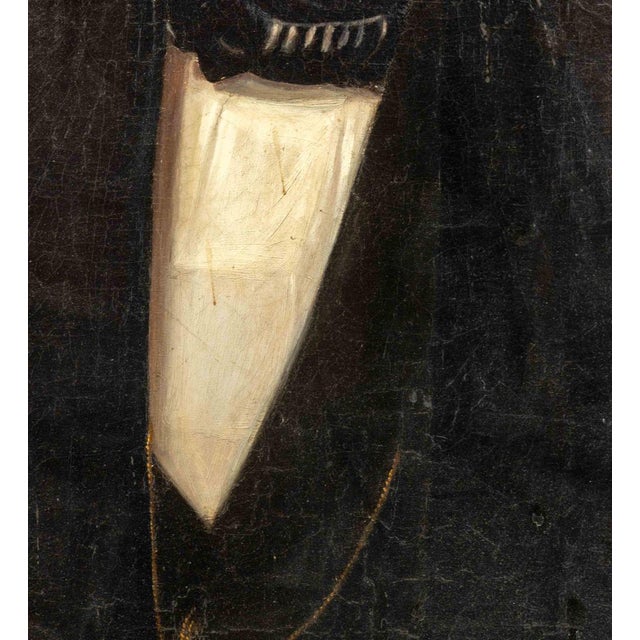 Illegibly Signed Portrait of a Man Oil on Canvas, 1844 For Sale - Image 4 of 10
