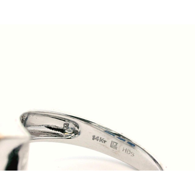 Metal 1980s 14k White Gold Natural Sapphire & Diamond Bypass Ring, Size 6.75 For Sale - Image 7 of 7