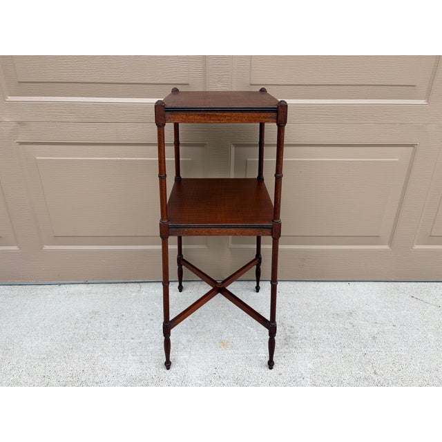 Early 20th Century Berkey & Gay Mahogany Faux Bamboo Two-Tier Side Table For Sale - Image 13 of 14