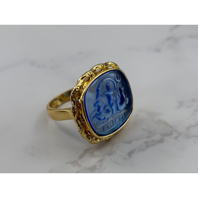 Tagliamonte Venetian Glass Intaglio Ring – 925 Sterling With 18k Gold Plating, Size 6 For Sale - Image 6 of 10