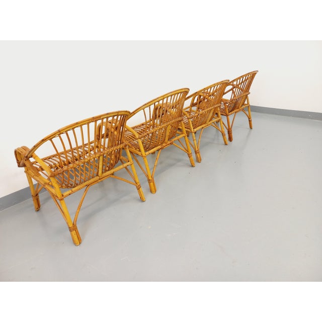 Vintage Rattan Armchairs, 1960s, Set of 4 For Sale - Image 6 of 18