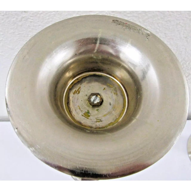 Pair of 1950s Lucite Chrome Brass Column Candle Holders Attributed to Karl Springer For Sale - Image 11 of 11