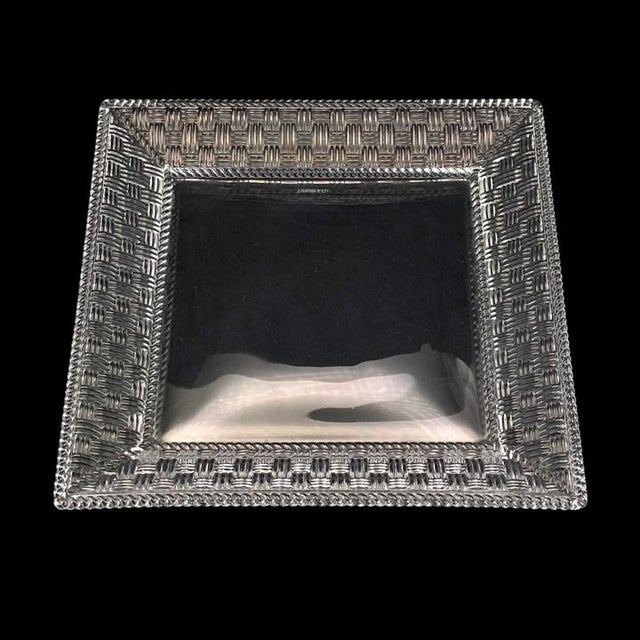 Vintage Tiffany & Co Woven Basket Weave Square Crystal Platter / Dish For Sale In Philadelphia - Image 6 of 16