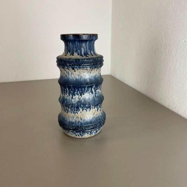 Fat Lava Multi-Color Blue Zigzag Vase from Scheurich, Germany Wgp, 1970s For Sale - Image 3 of 18