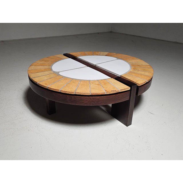 Ceramic and Oak Eucalyptus Coffee Table by Roger Capron, 1970s For Sale - Image 11 of 11
