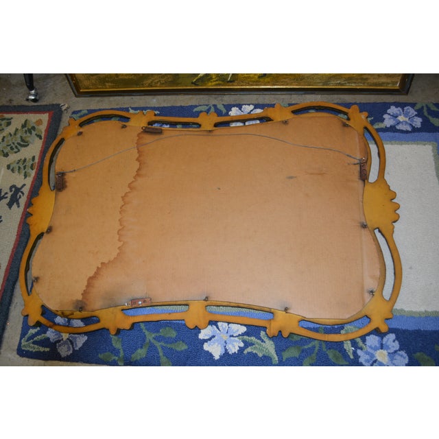 Vintage Large Ornate Wavy Scrolled Edge Gold Wall / Mantel Mirror For Sale - Image 14 of 15