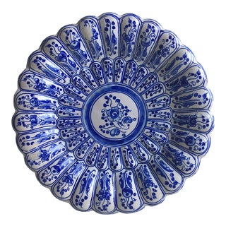 Vintage Blue & White Faience Wall Plate For Sale