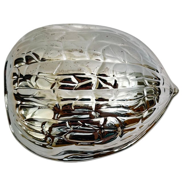 Silver Mid-Century Silver-Plated Trompe L’Oeil Walnut Box With Gold Plated Interior For Sale - Image 8 of 9