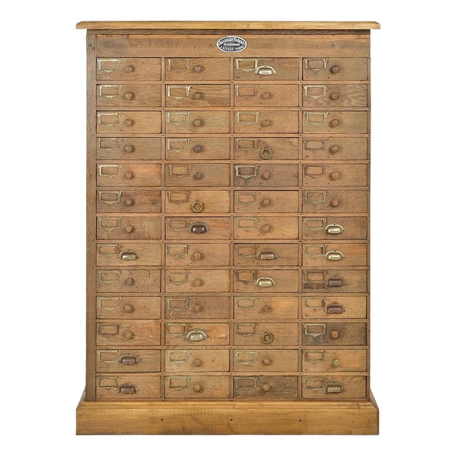 Wood Workshop Cabinet with 52 Drawers For Sale