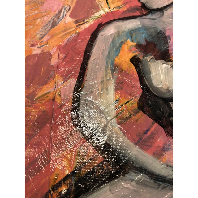 Textile Contemporary Painting on Canvas,”Seated Nude With Beam of Light” by Auker For Sale - Image 7 of 10