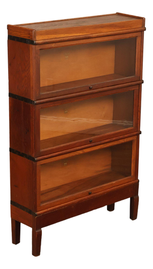 Macey Antique Oak Three Section Barrister Bookcase