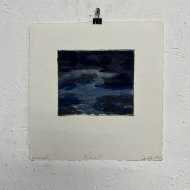 Art by Gina Kail Monoprint Abstract Blue Landscape 9 June 1998 For Sale - Image 9 of 9